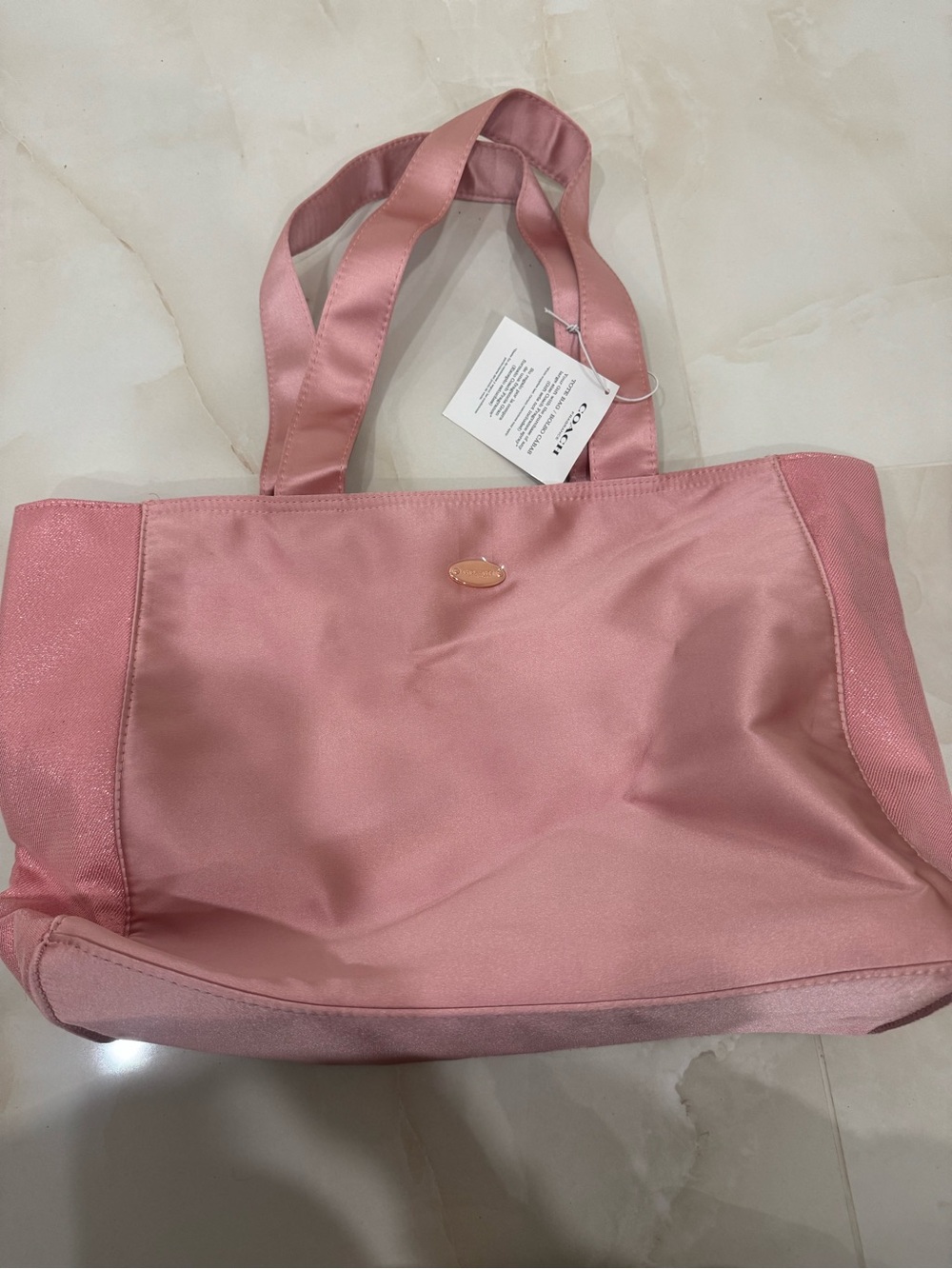 Coach Pink Satin Tote Bag with Dual Shoulder Straps